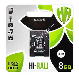 Hi-Rali MicroSDHC 8gb UHS-1 10 Class & Adapter фото